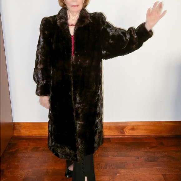 Jackets & Blazers - Real Mink Fur Coat Black Mahogany Full Length Size M Vintage